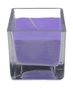 Ecologische koolzaad kaars in glas paars, 7e chakra