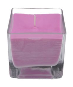 Ecologische koolzaad kaars in glas pink vierkant
