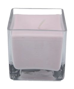 Ecologische koolzaad kaars in glas vierkant roze